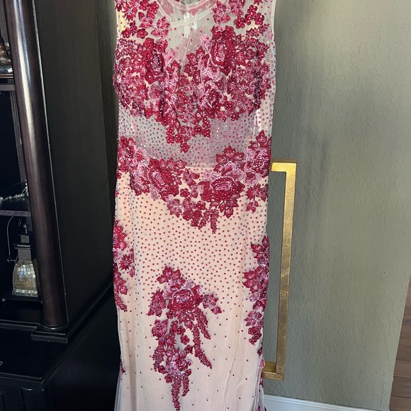 One of a kind red rhinestone prom gown!! - Picture 2 of 9